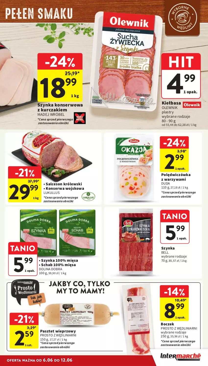 Gazetka promocyjna Intermarche - Gazetka Intermarche - ważna 06.06 do 12.06.2024 - strona 21 - produkty: Bell, Boczek, Duda, Kiełbasa, Królewski, Kurczak, Madej Wróbel, Olewnik, Pasztet, Salceson, Ser, Szynka, Szynka konserwowa, Warzywa