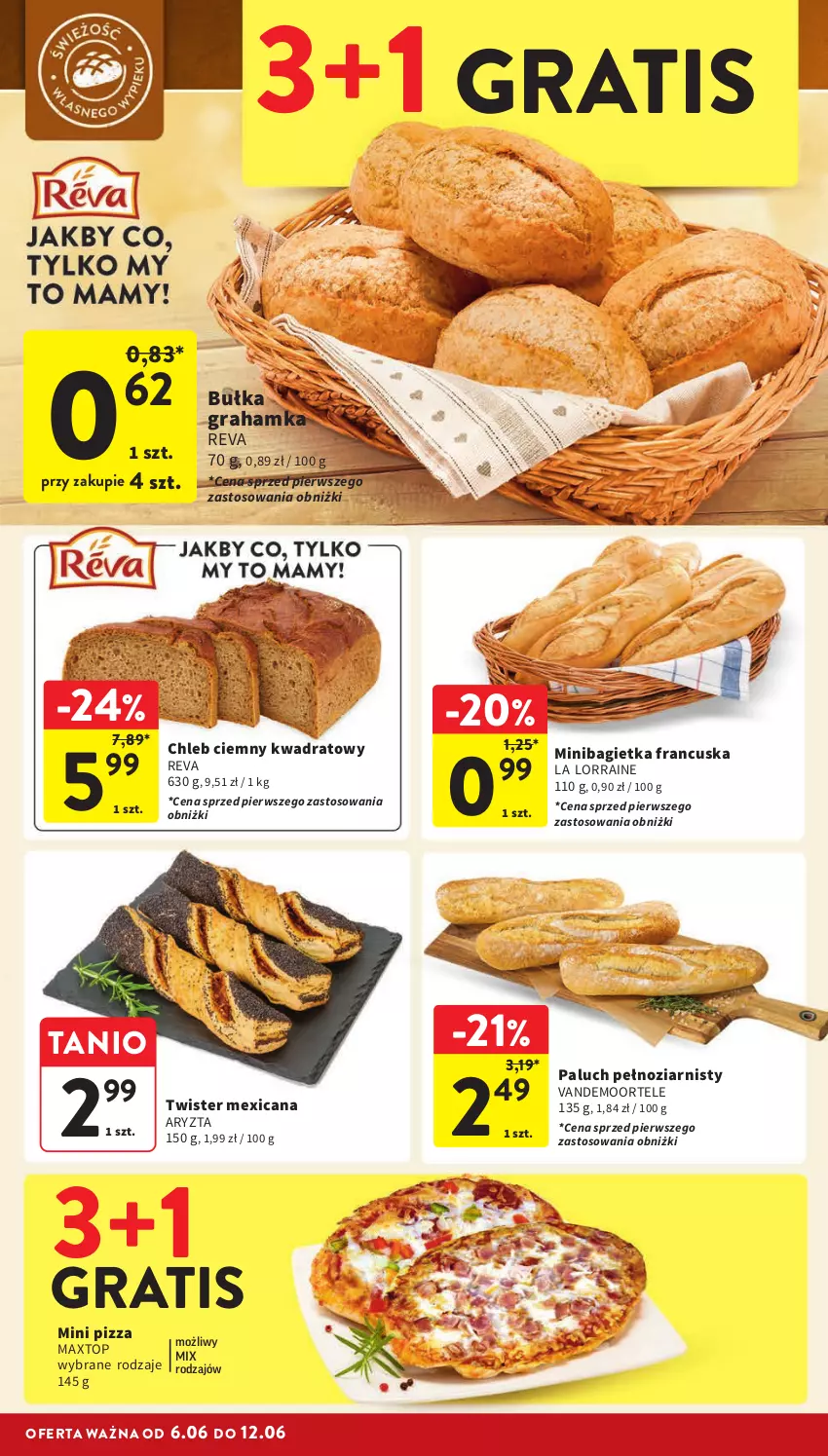 Gazetka promocyjna Intermarche - Gazetka Intermarche - ważna 06.06 do 12.06.2024 - strona 26 - produkty: Bagietka, Bułka, Bułka grahamka, Chleb, Gra, Pizza, Top