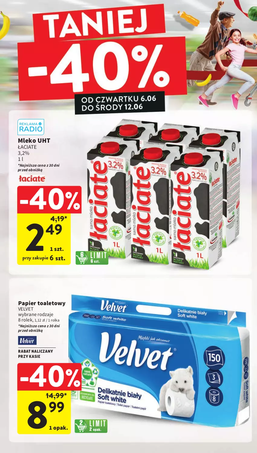 Gazetka promocyjna Intermarche - Gazetka Intermarche - ważna 06.06 do 12.06.2024 - strona 4 - produkty: Mleko, Papier, Papier toaletowy, Velvet