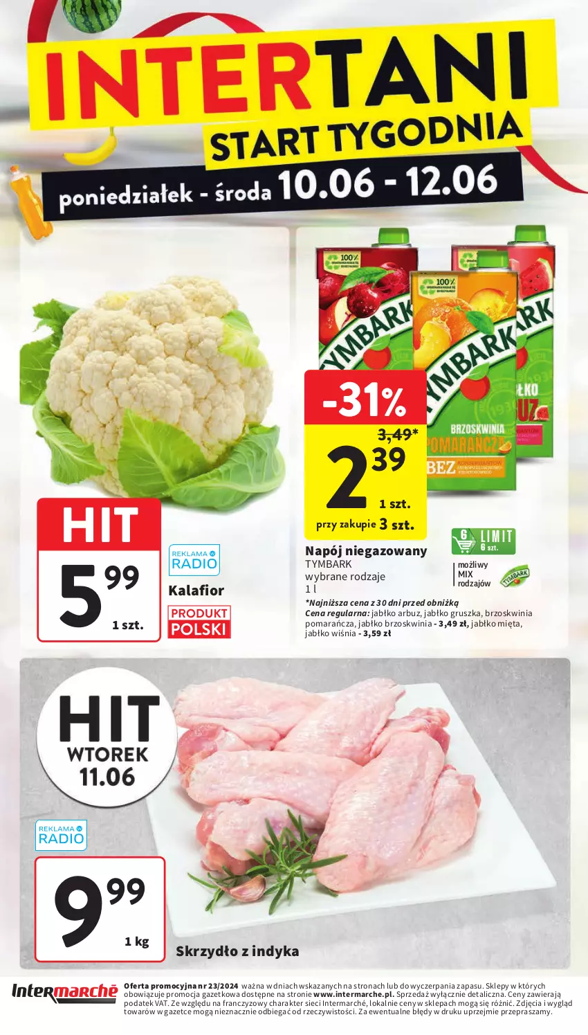 Gazetka promocyjna Intermarche - Gazetka Intermarche - ważna 06.06 do 12.06.2024 - strona 48 - produkty: Arbuz, Kalafior, Mięta, Napój, Napój niegazowany, Tymbark