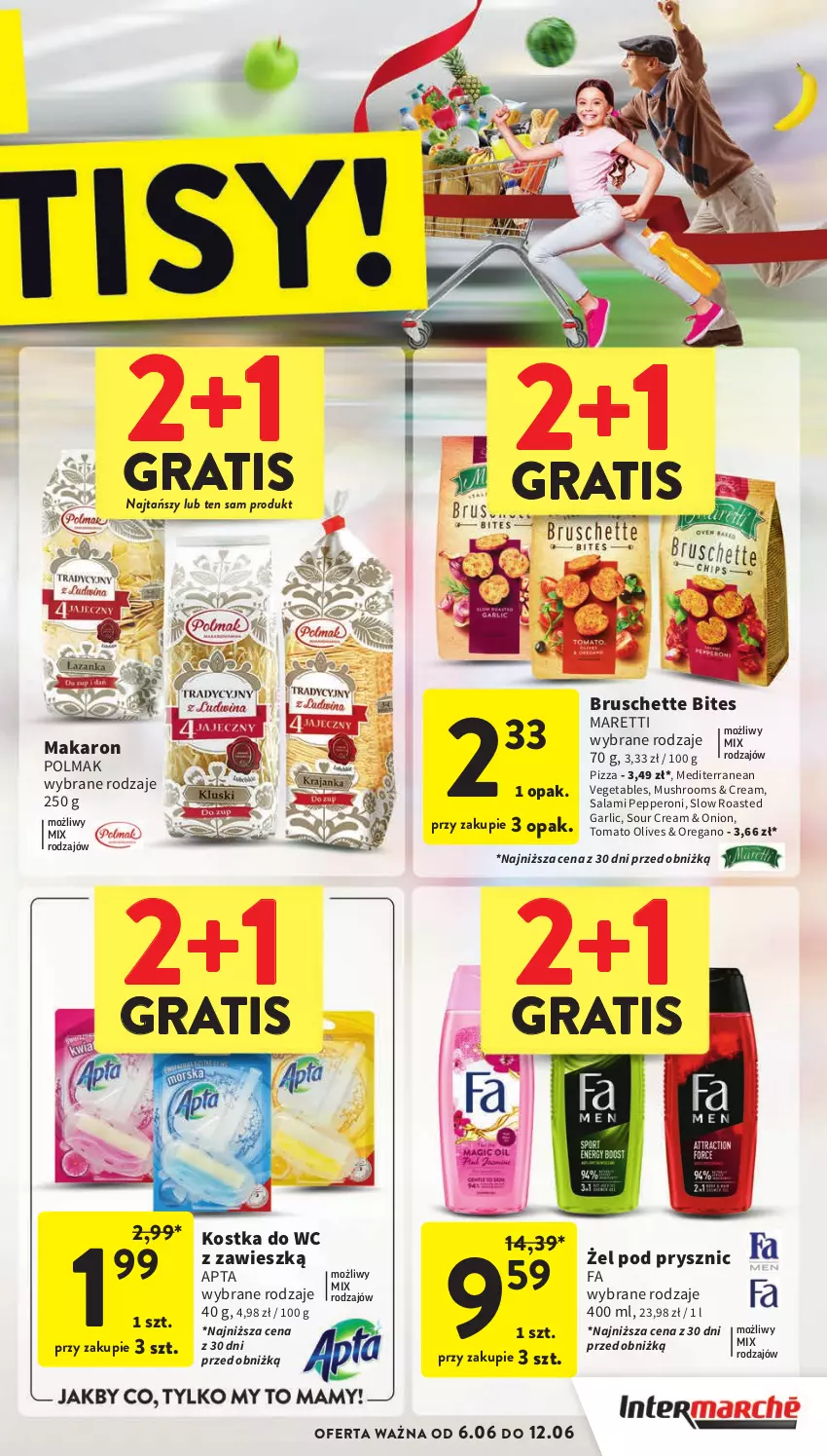 Gazetka promocyjna Intermarche - Gazetka Intermarche - ważna 06.06 do 12.06.2024 - strona 7 - produkty: Bruschette, Fa, Gra, Kostka do wc, Makaron, Mus, Olma, Pizza, Salami, Vegeta