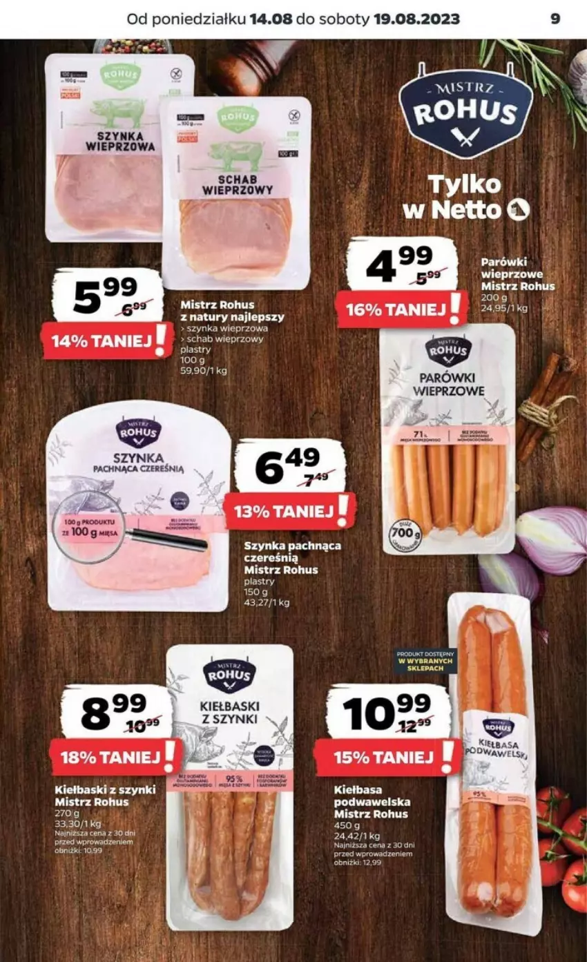 Gazetka promocyjna Netto - ważna 14.08 do 20.08.2023 - strona 25 - produkty: Kiełbasa, Kiełbasa podwawelska, Parówki, Schab wieprzowy, Szynka, Szynka wieprzowa, Wawel