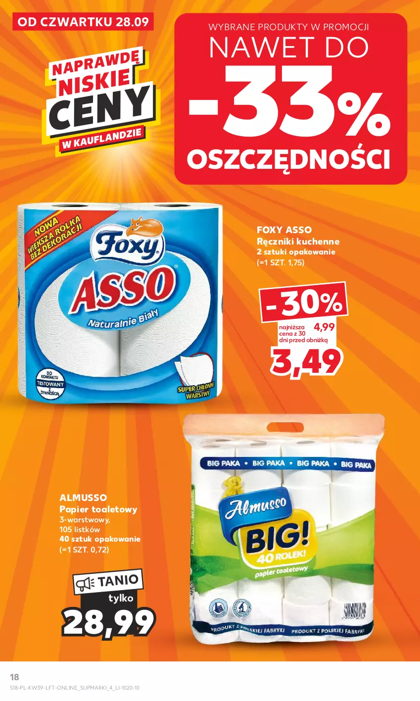 Gazetka promocyjna Kaufland - Gazetka tygodnia - ważna 28.09 do 04.10.2023 - strona 18 - produkty: Foxy, Mus, Papier, Papier toaletowy, Ręcznik