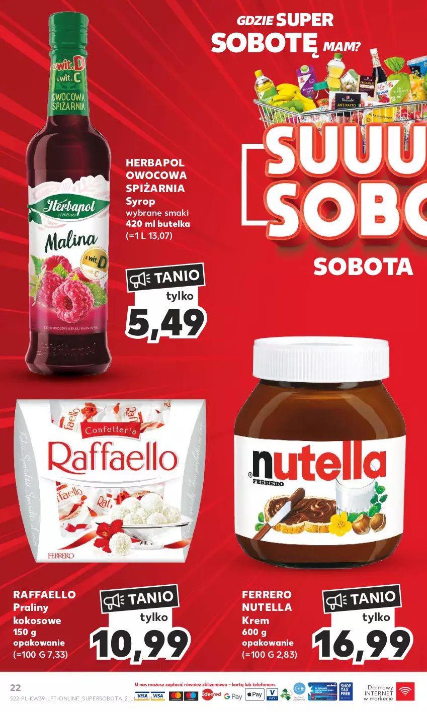 Gazetka promocyjna Kaufland - Gazetka tygodnia - ważna 28.09 do 04.10.2023 - strona 22 - produkty: Fa, Ferrero, Herbapol, Kokos, Nutella, Praliny, Raffaello, Syrop