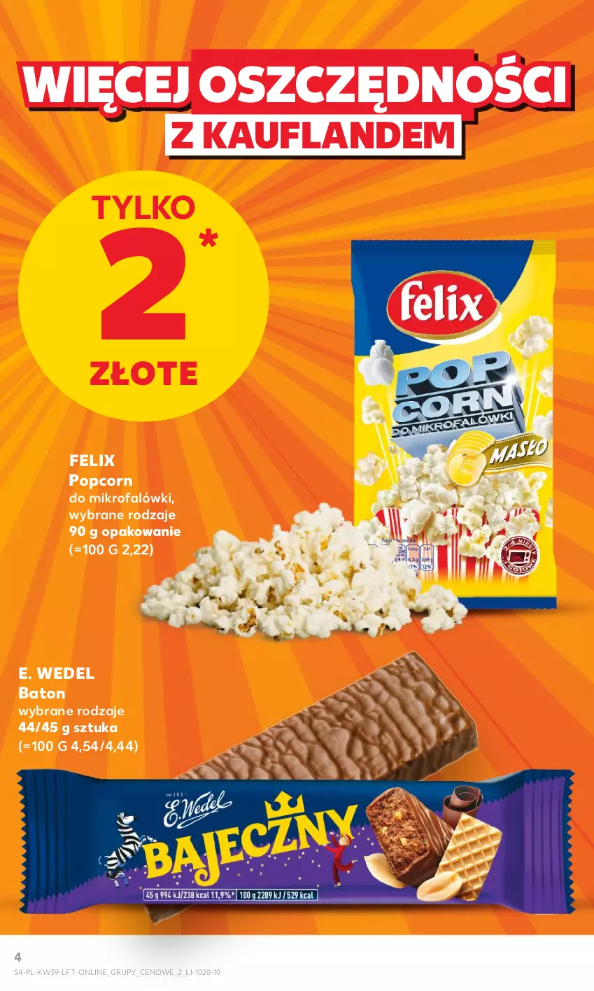 Gazetka promocyjna Kaufland - Gazetka tygodnia - ważna 28.09 do 04.10.2023 - strona 4 - produkty: Baton, E. Wedel, Fa, Felix, Popcorn