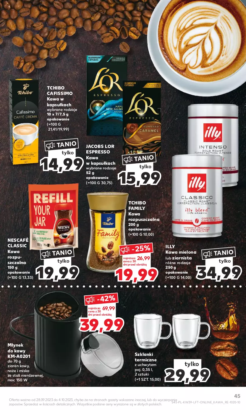 Gazetka promocyjna Kaufland - Gazetka tygodnia - ważna 28.09 do 04.10.2023 - strona 45 - produkty: Cafissimo, Fa, Jacobs, Kawa, Kawa mielona, Kawa rozpuszczalna, Lanki, Miska, Młynek, Młynek do kawy, Nescafé, Noż, Tchibo, Tchibo Family