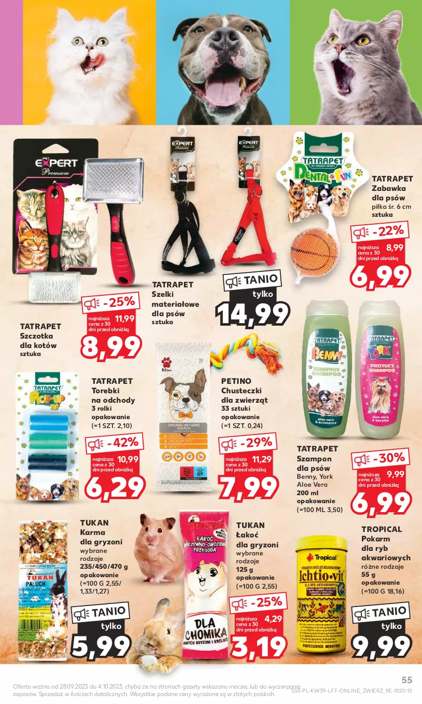 Gazetka promocyjna Kaufland - Gazetka tygodnia - ważna 28.09 do 04.10.2023 - strona 55 - produkty: Aloe vera, Chusteczki, Gry, Karma dla gryzoni, Rolki, Szampon, Szczotka, Tatra, Tropical, Zabawka