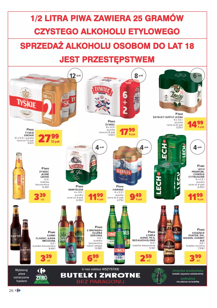 Gazetka promocyjna Carrefour - Gazetka Carrefour Zyskoteka - ważna 26.10 do 07.11.2021 - strona 26 - produkty: Gra, Harnaś, Karmi, Kawa, Książęce, Lech Premium, Namysłów, Piwa, Piwo, Por, Tyskie