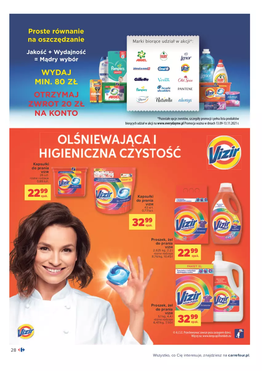 Gazetka promocyjna Carrefour - Gazetka Carrefour Zyskoteka - ważna 26.10 do 07.11.2021 - strona 28 - produkty: Kapsułki do prania, Vizir