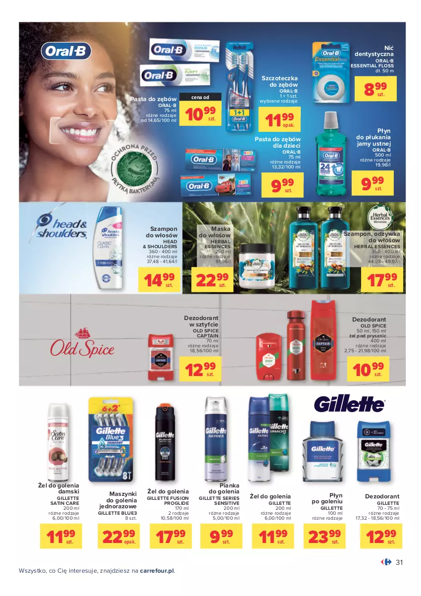 Gazetka promocyjna Carrefour - Gazetka Carrefour Zyskoteka - ważna 26.10 do 07.11.2021 - strona 31 - produkty: Dezodorant, Dzieci, Fusion, Gillette, Maska, Nić dentystyczna, Odżywka, Old Spice, Pasta do zębów, Pianka do golenia, Płyn do płukania, Płyn do płukania jamy ustnej, Sati, Ser, Szampon, Szczoteczka, Szczoteczka do zębów