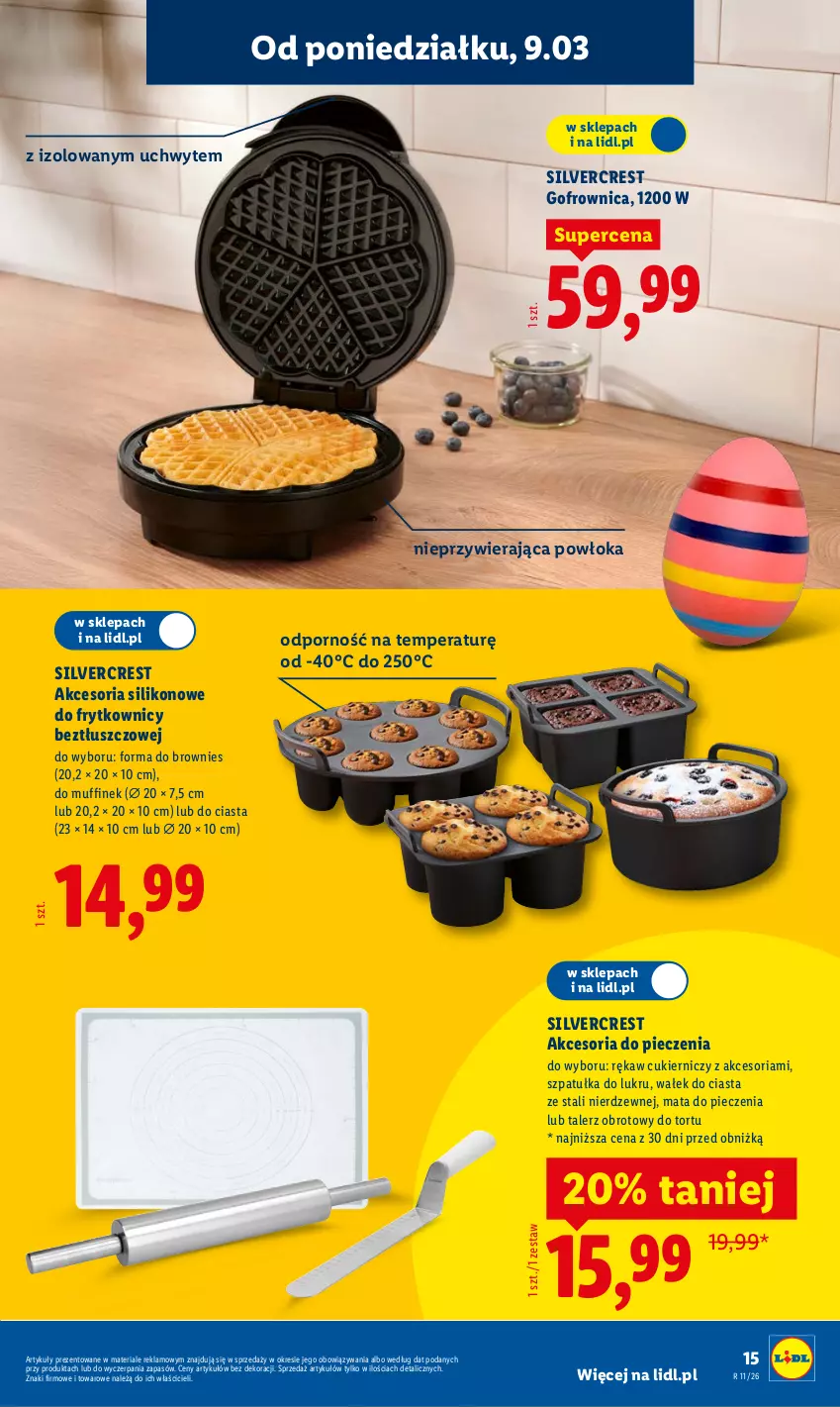 Gazetka promocyjna Lidl - Oferta ważna od 9.03 - ważna 09.03 do 14.03.2026 - strona 19 - produkty: Brownie, Cukier, Gofrownica, Piec, Por, Silvercrest, Szpatułka, Talerz, Wałek, Wałek do ciasta