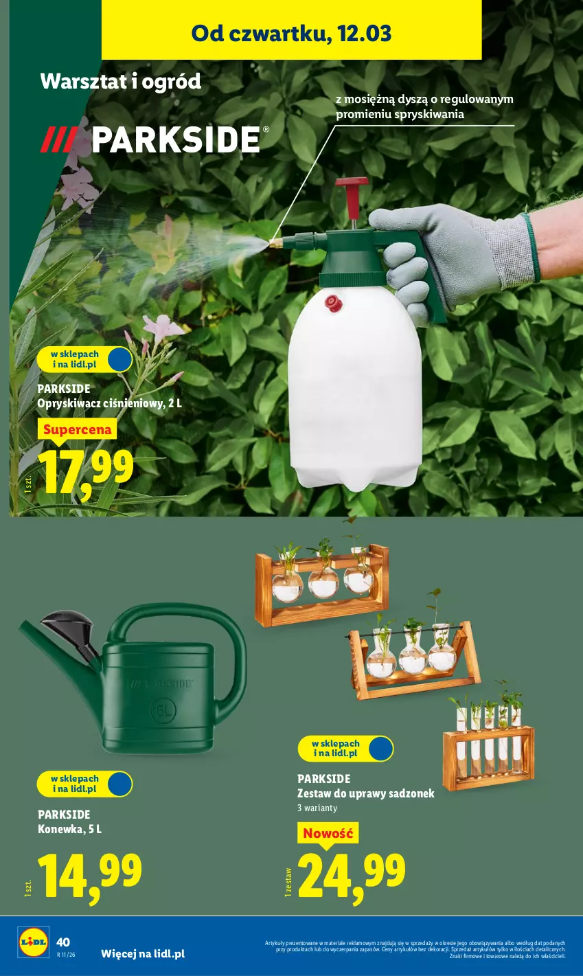 Gazetka promocyjna Lidl - Oferta ważna od 9.03 - ważna 09.03 do 14.03.2026 - strona 50 - produkty: Konewka, Ogród, Parkside