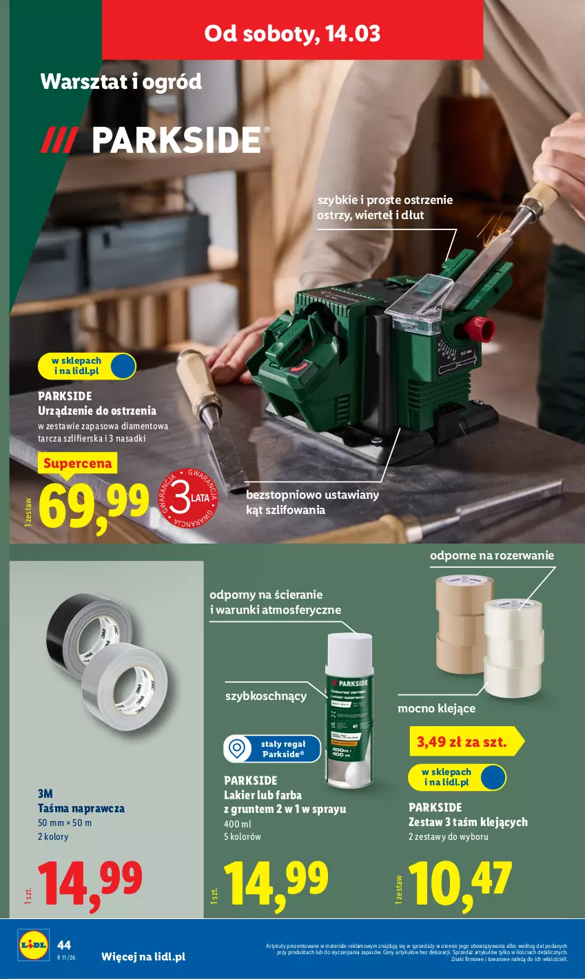 Gazetka promocyjna Lidl - Oferta ważna od 9.03 - ważna 09.03 do 14.03.2026 - strona 54 - produkty: Fa, Grunt, Klej, Lakier, Ogród, Parkside, Por, Regał, Taśma naprawcza, Top
