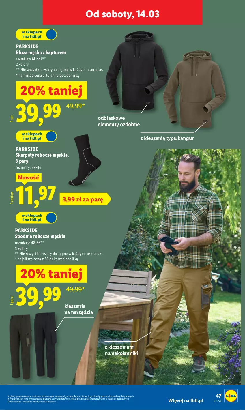 Gazetka promocyjna Lidl - Oferta ważna od 9.03 - ważna 09.03 do 14.03.2026 - strona 57 - produkty: Bluza, Karp, Parkside, Spodnie