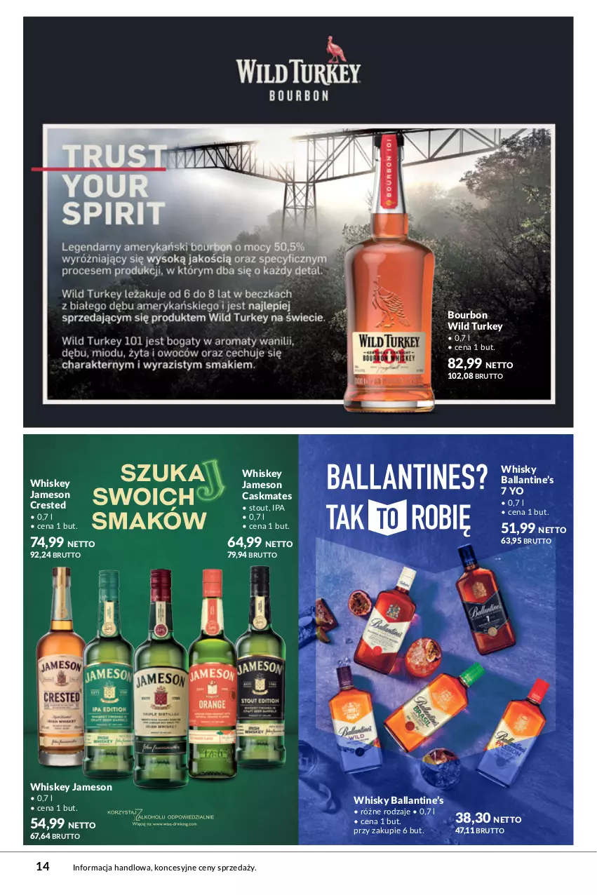 Gazetka promocyjna Makro - Katalog Whisky - ważna 15.09 do 30.09.2023 - strona 14 - produkty: Bourbon, Jameson, Whiskey, Whisky, Wild Turkey