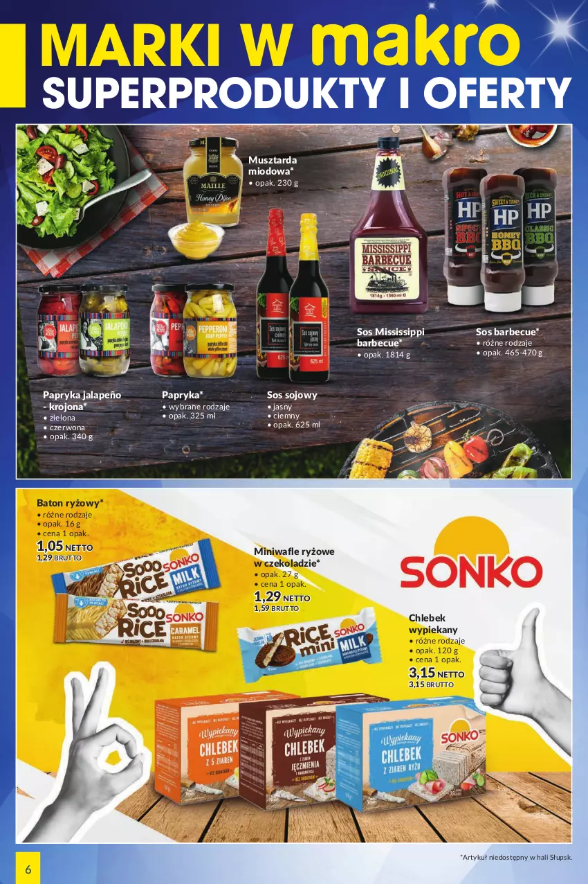 Gazetka promocyjna Makro - [Oferta specjalna] Marki w MAKRO - ważna 31.05 do 13.06.2022 - strona 6 - produkty: Baton, Chleb, Mus, Musztarda, Papryka, Papryka jalapeño, Ryż, Sos, Sos sojowy, Wafle