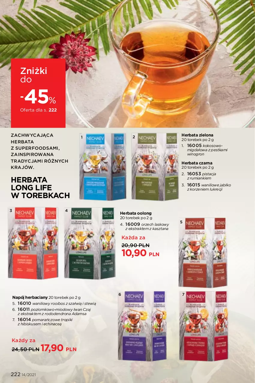 Gazetka promocyjna Faberlic - Gazetka - ważna 27.09 do 10.10.2021 - strona 222 - produkty: Dron, Herbata, Herbata czarna, Hibiskus, Kokos, Napój, Rum, Torebka, Wino