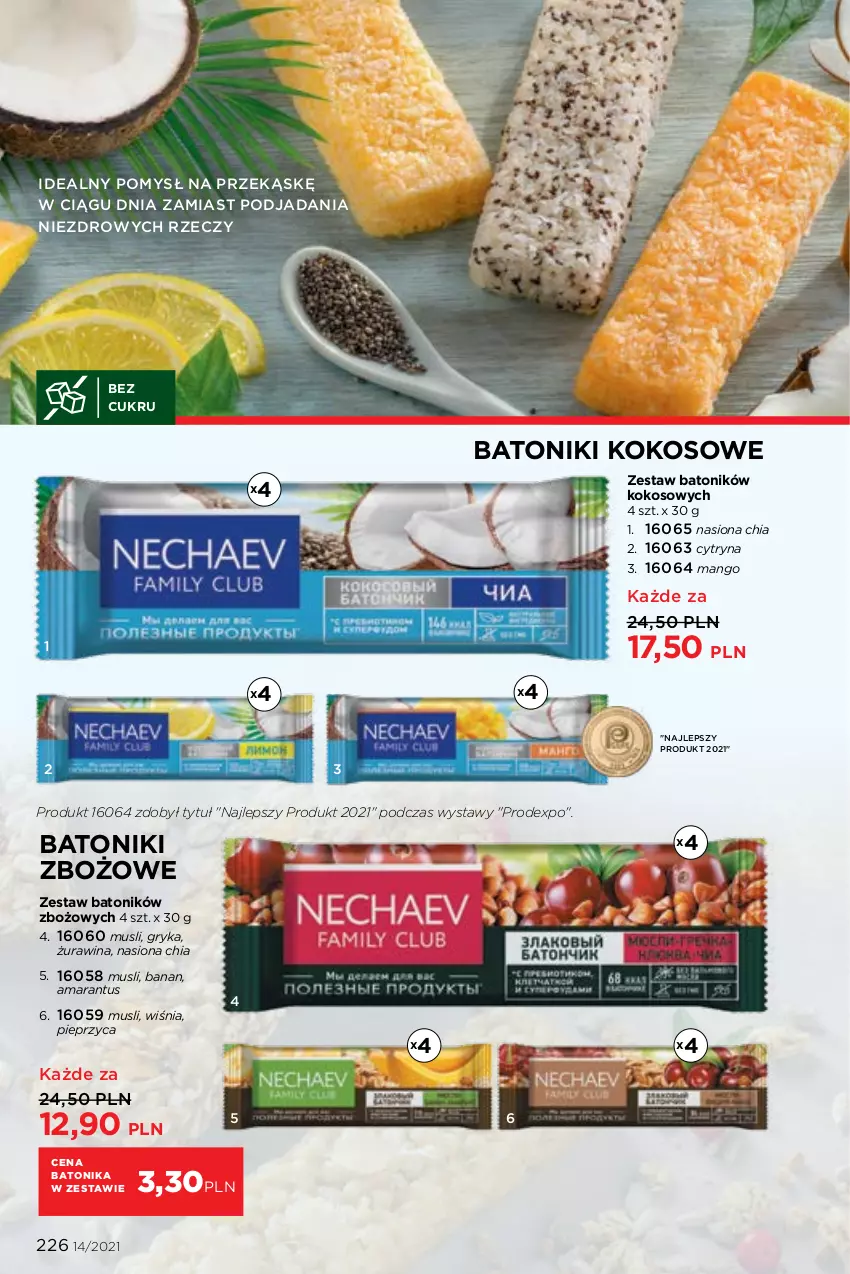 Gazetka promocyjna Faberlic - Gazetka - ważna 27.09 do 10.10.2021 - strona 226 - produkty: Baton, Chia, Gry, Kokos, Mango, Mus, Pieprz, Tonik