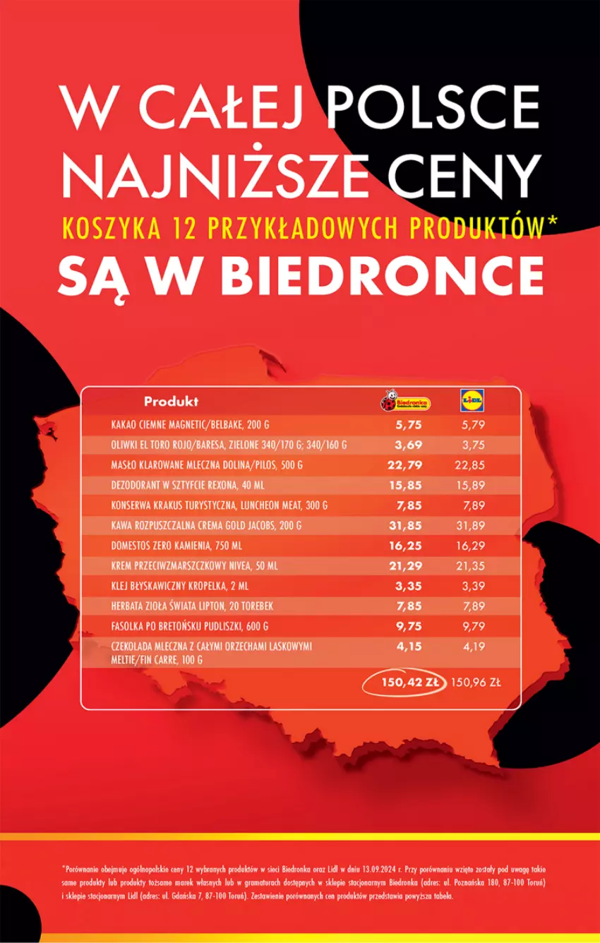 Gazetka promocyjna Biedronka - Od poniedzialku - ważna 16.09 do 21.09.2024 - strona 2 - produkty: Czekolada, Czekolada mleczna, Dezodorant, Domestos, Dres, Dron, Fa, Gra, Herbata, Jacobs, Kakao, Kawa, Kawa rozpuszczalna, Klej, Kosz, Krem przeciwzmarszczkowy, Lipton, Mars, Nivea, Oliwki, Por, Pudliszki, Rama, Rexona