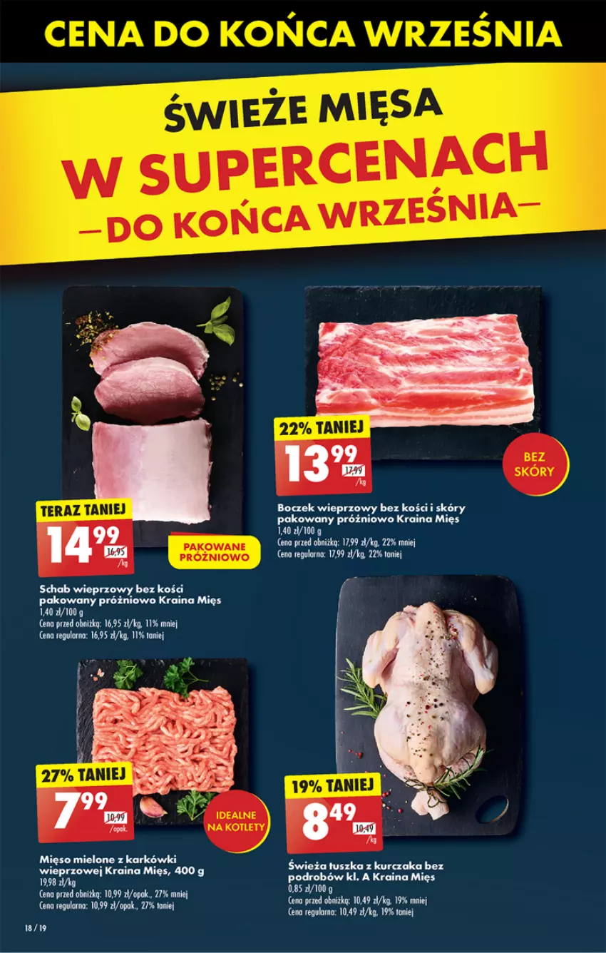 Gazetka promocyjna Biedronka - Od poniedzialku - ważna 16.09 do 21.09.2024 - strona 26 - produkty: Boczek, Boczek wieprzowy, Fa, Kurczak, Mięso, Mięso mielone, Owoce, Schab wieprzowy, Tusz