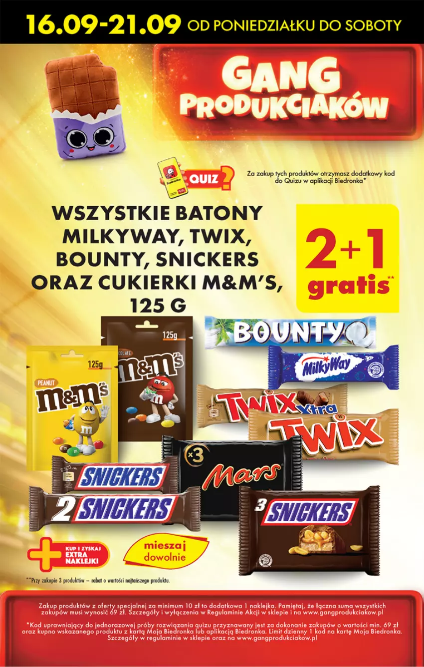 Gazetka promocyjna Biedronka - Od poniedzialku - ważna 16.09 do 21.09.2024 - strona 44 - produkty: Baton, Bounty, Cukier, Cukierki, Snickers, Twix