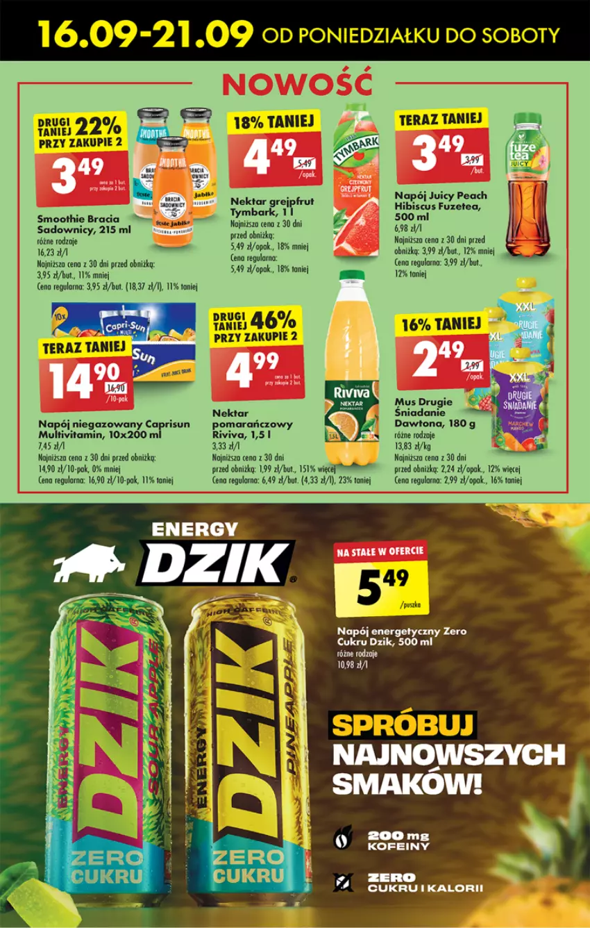 Gazetka promocyjna Biedronka - Od poniedzialku - ważna 16.09 do 21.09.2024 - strona 59 - produkty: Dawtona, Mus, Napój, Napój energetyczny, Napój niegazowany, Nektar, Noż, Tera