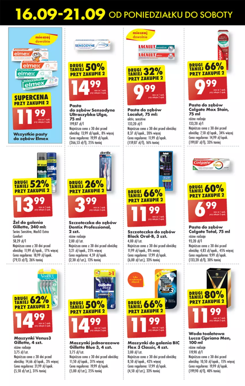 Gazetka promocyjna Biedronka - Od poniedzialku - ważna 16.09 do 21.09.2024 - strona 67 - produkty: BIC, Colgate, Colgate Total, Gillette, Lacalut, Lack, LG, Pasta do zębów, Sensodyne, Ser, Szczoteczka, Szczoteczka do zębów, Venus, Woda, Woda toaletowa