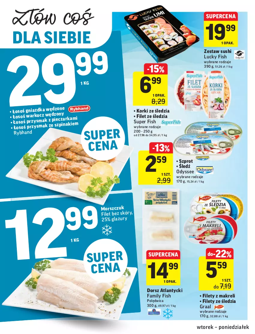 Gazetka promocyjna Intermarche - ważna 13.07 do 19.07.2021 - strona 18 - produkty: Dorsz, Fa, Gra, Graal, Koc, Lazur, Polędwica, Sushi, Szpinak, Szprot