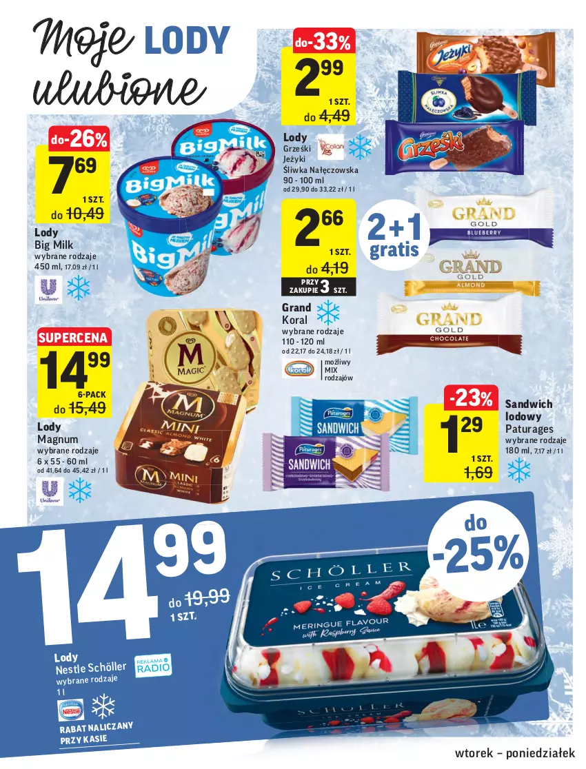 Gazetka promocyjna Intermarche - ważna 13.07 do 19.07.2021 - strona 24 - produkty: Big Milk, Gra, Grześki, Jeżyki, Lody