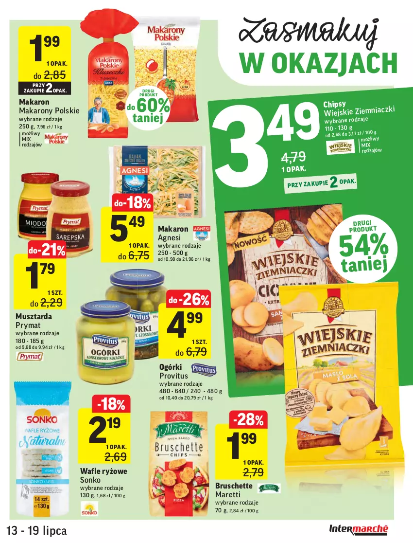 Gazetka promocyjna Intermarche - ważna 13.07 do 19.07.2021 - strona 27 - produkty: Bruschette, Chipsy, Makaron, Mus, Musztarda, Prymat, Ryż, Sonko, Wafle