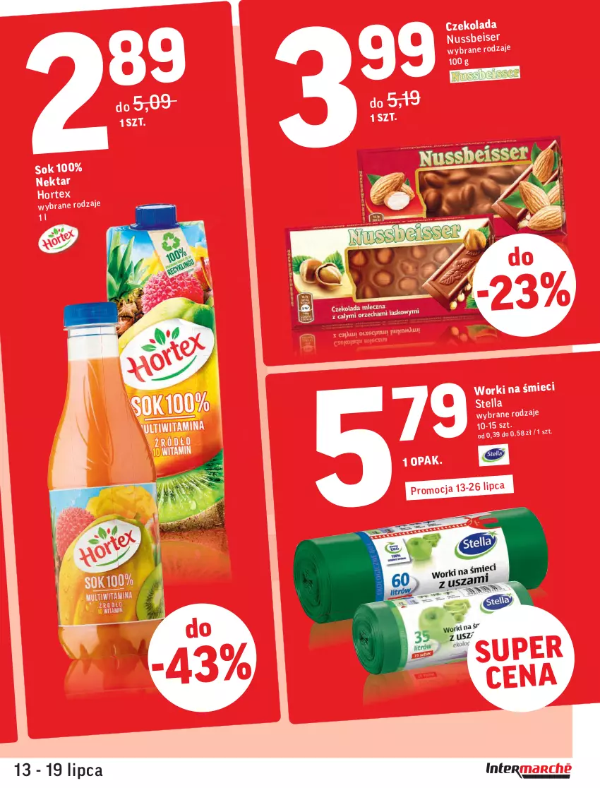 Gazetka promocyjna Intermarche - ważna 13.07 do 19.07.2021 - strona 3 - produkty: Czekolada, Ser, Sok, Worki na śmiec, Worki na śmieci