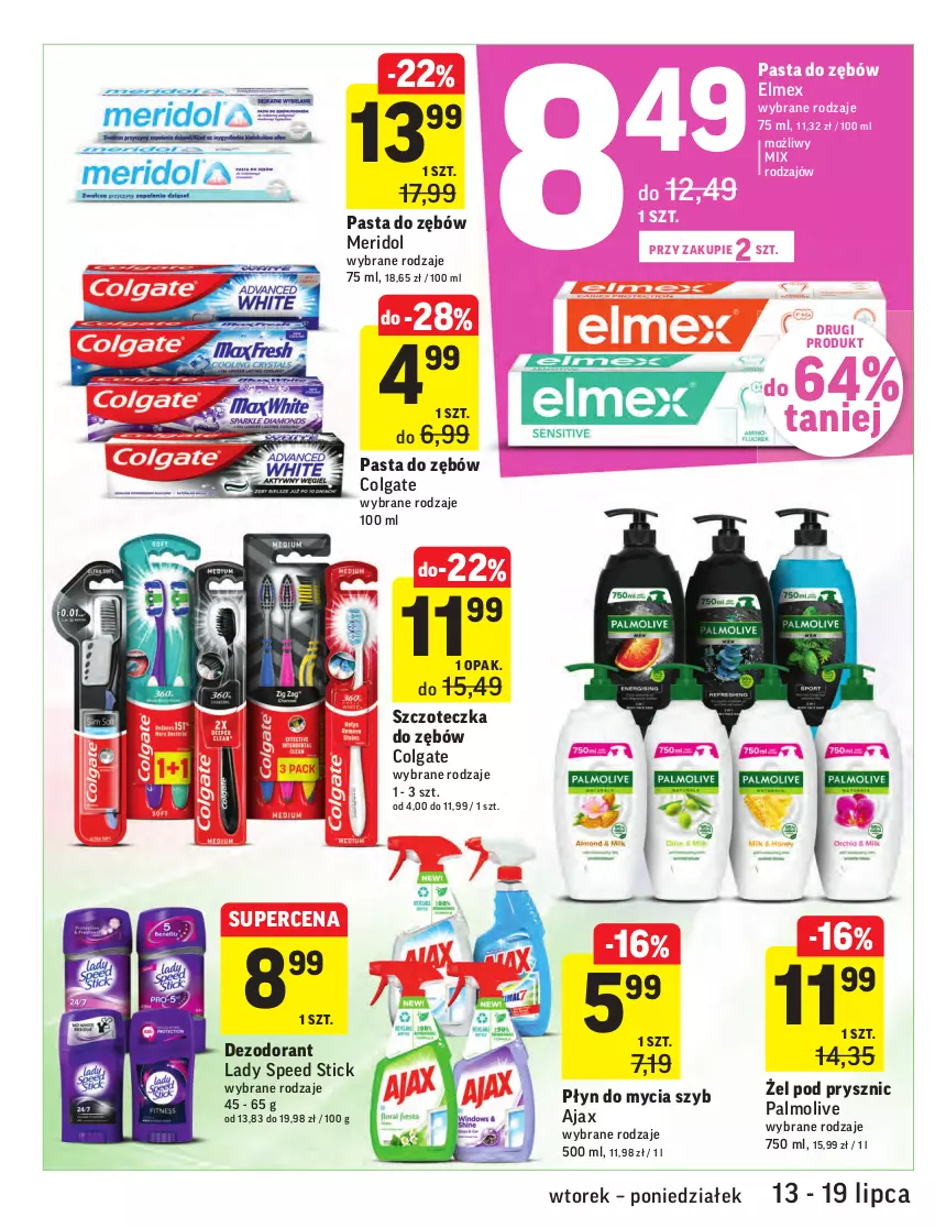 Gazetka promocyjna Intermarche - ważna 13.07 do 19.07.2021 - strona 34 - produkty: Ajax, Colgate, Dezodorant, Elmex, Lady Speed Stick, LG, Palmolive, Pasta do zębów, Płyn do mycia, Szczoteczka, Szczoteczka do zębów