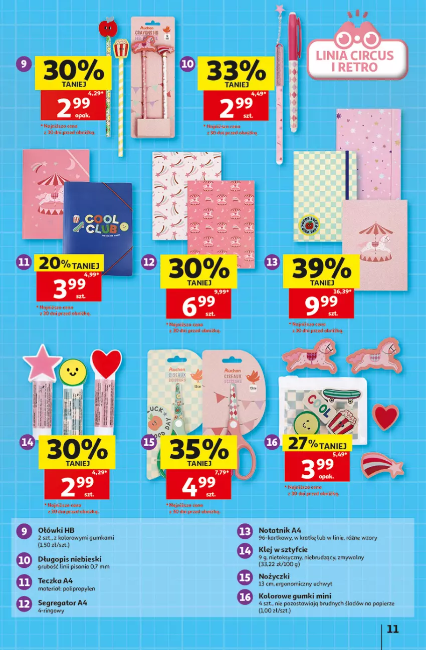 Gazetka promocyjna Auchan - Gazetka 30 Lat Hipermarket Auchan - ważna 06.08 do 12.08.2026 - strona 11 - produkty: Długopis, Klej, Noż, Nożyczki, Papier, Ser