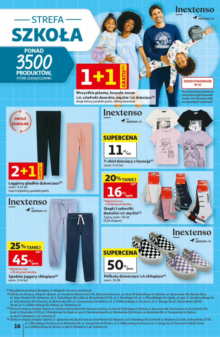 Gazetka promocyjna Auchan - Gazetka 30 Lat Hipermarket Auchan - ważna 06.08 do 12.08.2026 - strona 16 - produkty: Acer, Buty, Cars, Dzieci, Fa, Gin, Gra, Kosz, Legginsy, Półbuty, Sos, Spodnie, Szlafrok, T-shirt, Top