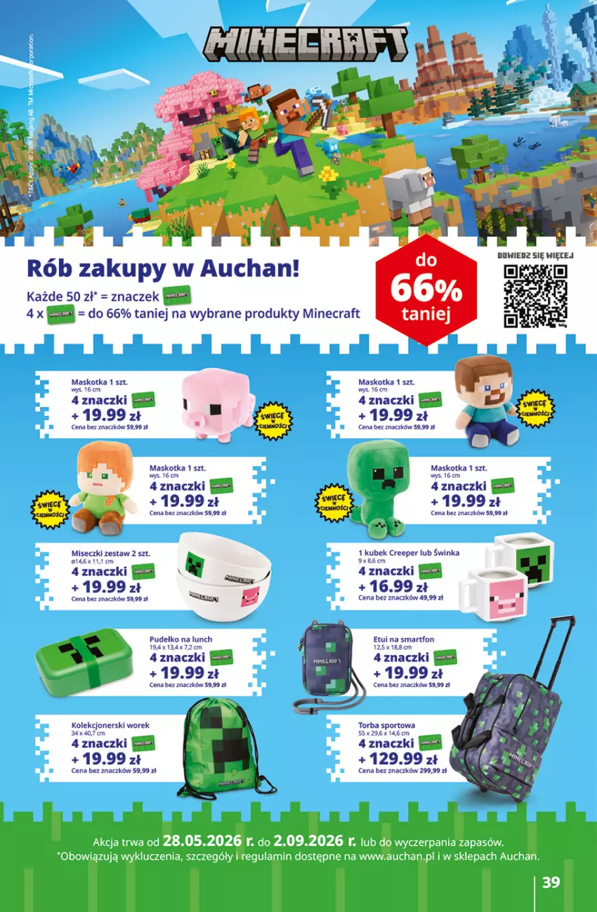 Gazetka promocyjna Auchan - Gazetka 30 Lat Hipermarket Auchan - ważna 06.08 do 12.08.2026 - strona 39 - produkty: Inka, Kubek, Minecraft, Por, Pudełko, Smartfon, Sport, Torba