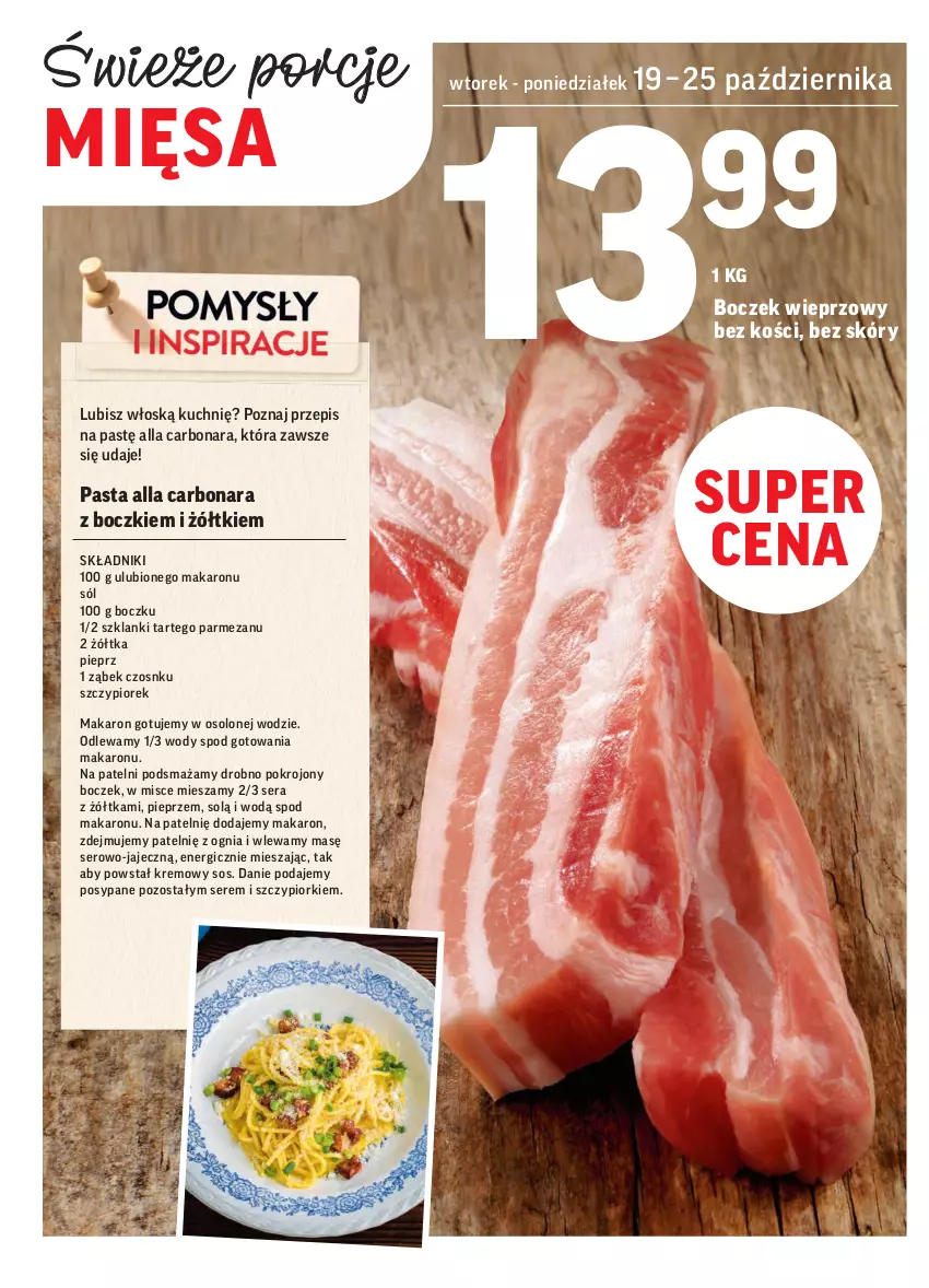 Gazetka promocyjna Intermarche - ważna 19.10 do 25.10.2021 - strona 12 - produkty: Boczek, Boczek wieprzowy, Lanki, Makaron, Parmezan, Pieprz, Ser, Sól, Sos