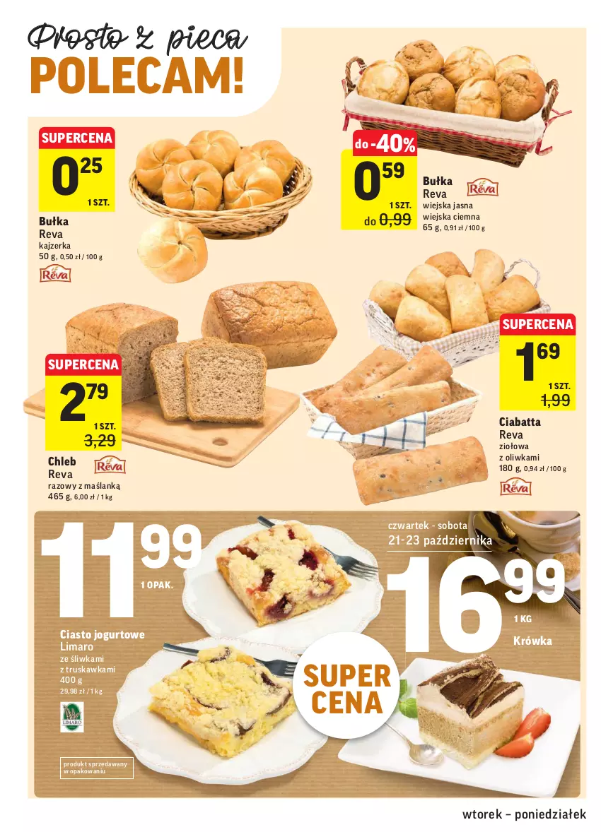 Gazetka promocyjna Intermarche - ważna 19.10 do 25.10.2021 - strona 16 - produkty: Bułka, Chleb, Ciabatta, Ciasto jogurtowe, Jogurt, Kajzerka, Piec