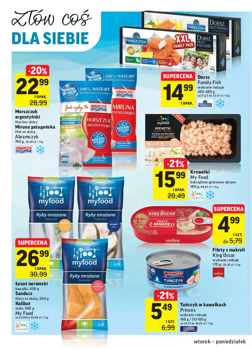 Gazetka promocyjna Intermarche - ważna 19.10 do 25.10.2021 - strona 18 - produkty: Dorsz, Fa, Halibut, Kawa, Krewetki, Miruna, Sandacz, Sandacz filet, Stek, Tago, Tuńczyk