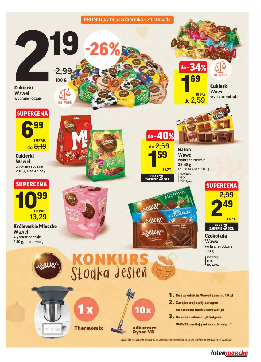 Gazetka promocyjna Intermarche - ważna 19.10 do 25.10.2021 - strona 23 - produkty: Baton, Cukier, Cukierki, Czekolada, Królewski, Królewskie Mleczko, Mleczko, Top, Wawel