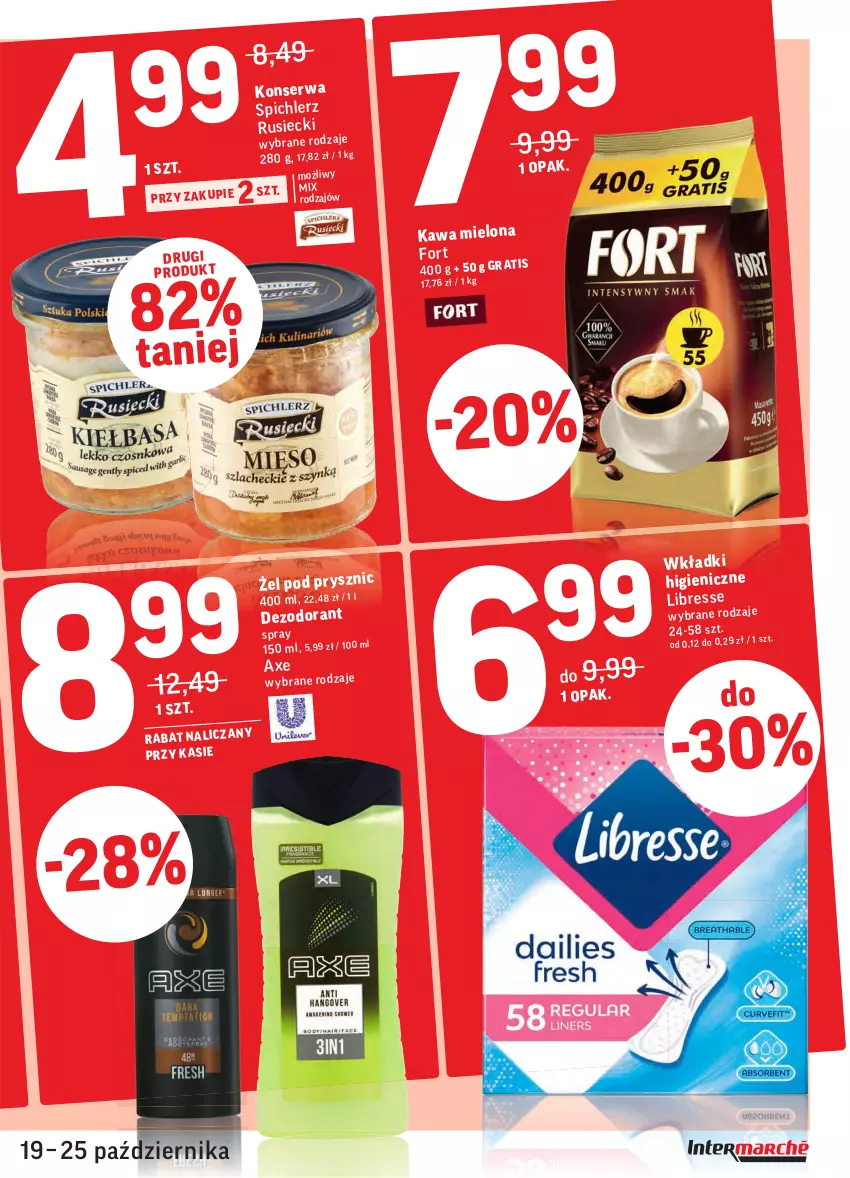 Gazetka promocyjna Intermarche - ważna 19.10 do 25.10.2021 - strona 3 - produkty: Dezodorant, Kawa, Kawa mielona, Ser, Spichlerz Rusiecki, Wkładki