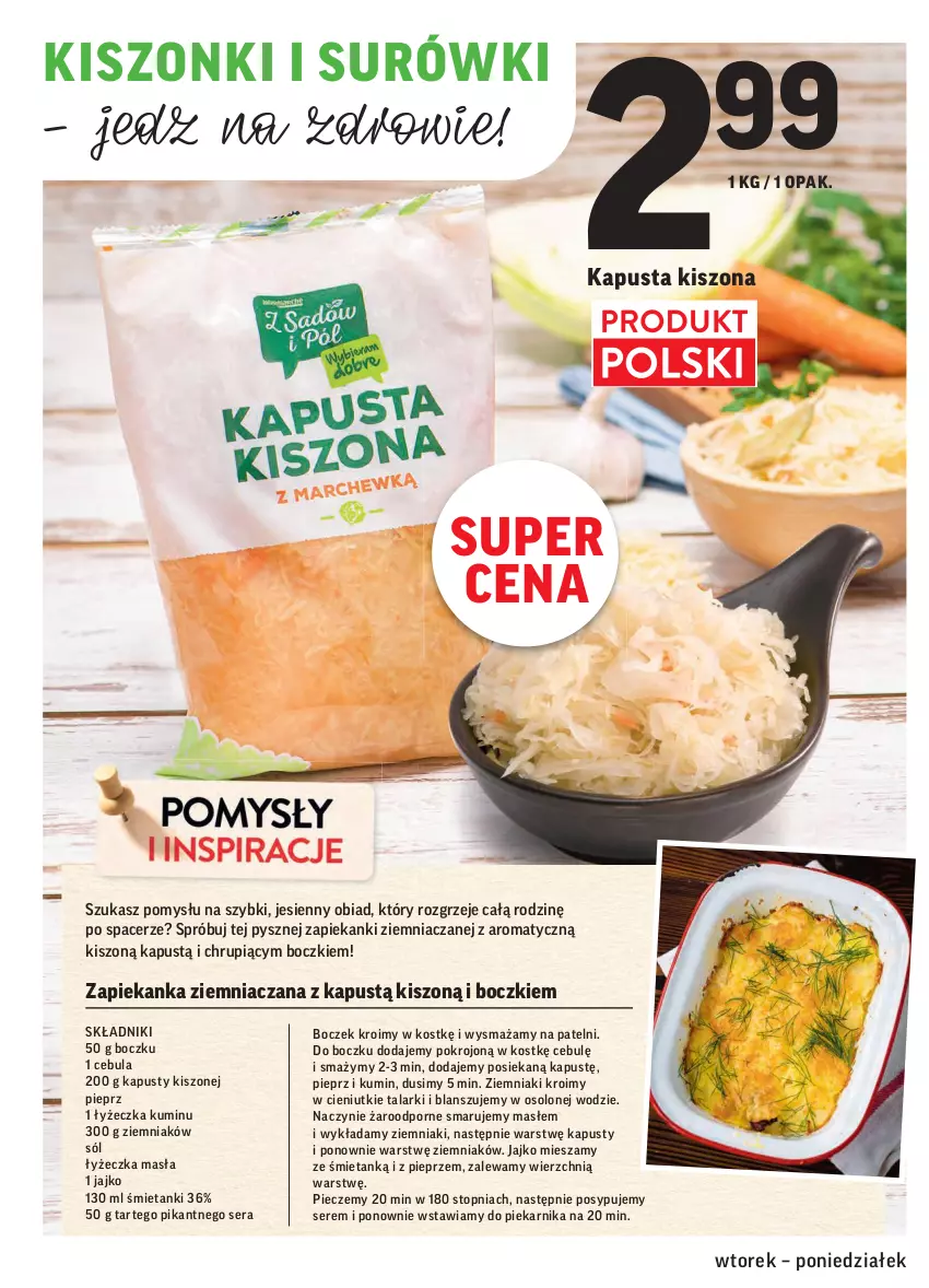 Gazetka promocyjna Intermarche - ważna 19.10 do 25.10.2021 - strona 8 - produkty: Acer, Boczek, Cebula, Kapustą, Naczynie żaroodporne, Piec, Piekarnik, Pieprz, Por, Ser, Sól, Top, Zapiekanka, Zdrowie, Ziemniaki