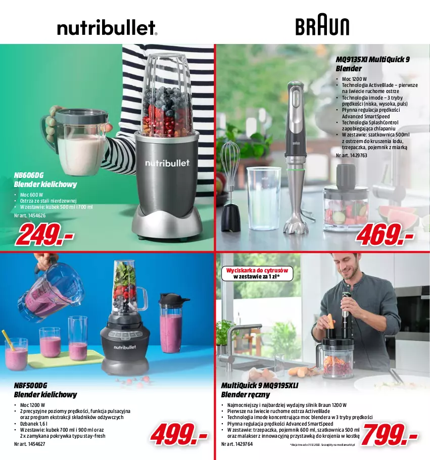 Gazetka promocyjna Media Markt - Gazetka Media Markt - ważna 01.12 do 24.12.2022 - strona 14 - produkty: Blender, Blender ręczny, Braun, Control, Dzbanek, Gra, Kubek, Pojemnik, Ser, Sok, Szatkownica, Trzepaczka, Wyciskarka