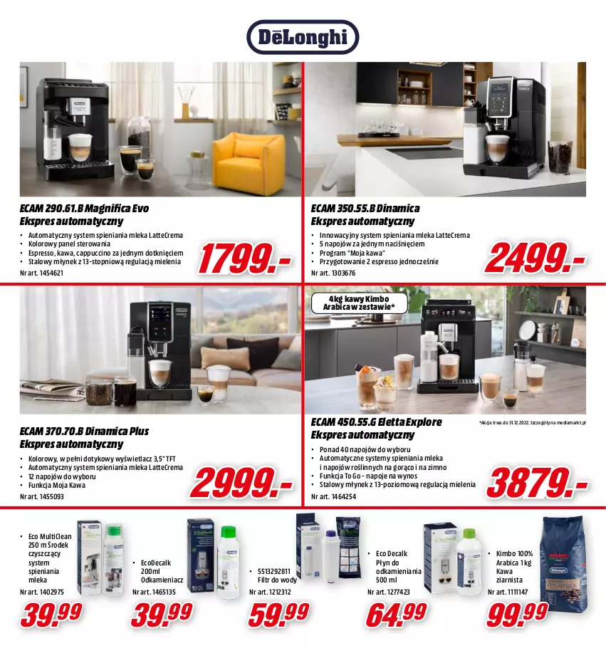 Gazetka promocyjna Media Markt - Gazetka Media Markt - ważna 01.12 do 24.12.2022 - strona 19 - produkty: Amica, BIC, Cappuccino, Gra, Kawa, Kawa ziarnista, Młynek, Napoje, Odkamieniacz, Top