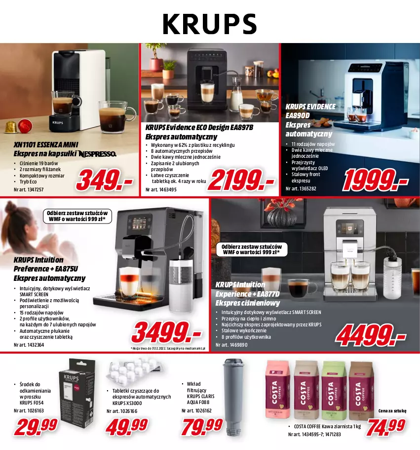 Gazetka promocyjna Media Markt - Gazetka Media Markt - ważna 01.12 do 24.12.2022 - strona 20 - produkty: Kawa, Kawa ziarnista, Krups, Tablet, Wkład filtrujący, Zestaw sztućców