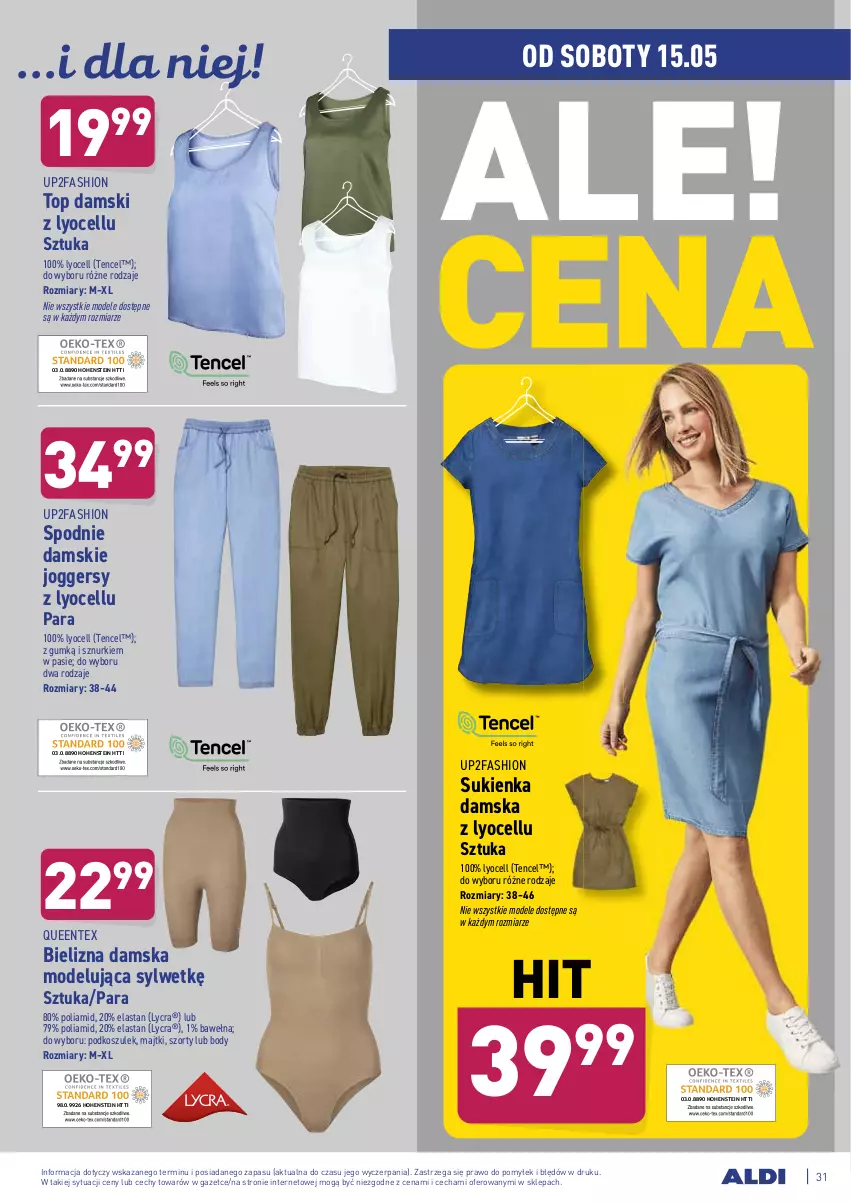 Gazetka promocyjna Aldi - ważna 10.05 do 15.05.2021 - strona 31 - produkty: Bielizna, Body, Fa, Kosz, Majtki, Podkoszulek, Queentex, Spodnie, Sukienka, Szorty, Top, Wełna