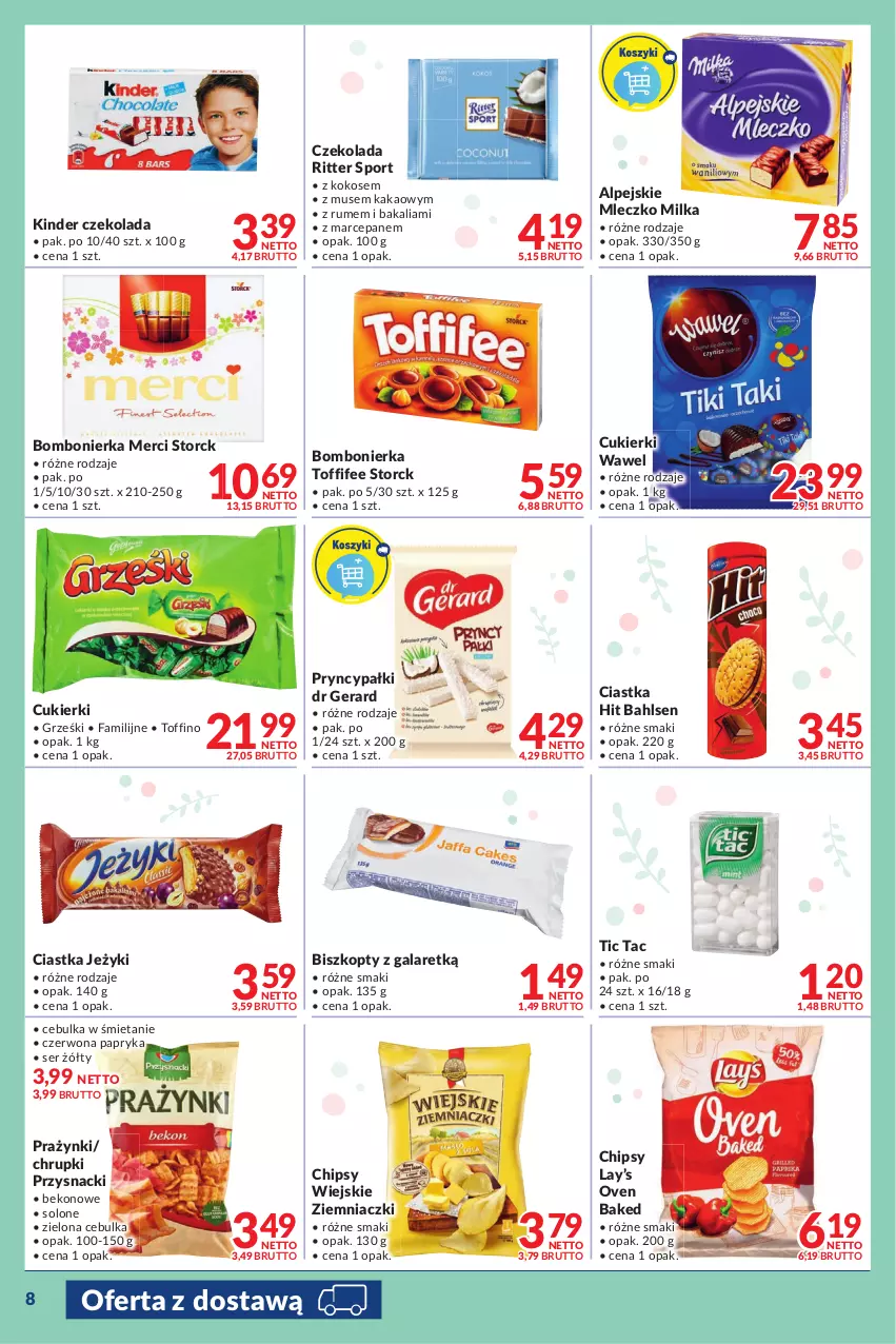 Gazetka promocyjna Makro - [Oferta promocyjna] Dostawy - ważna 05.04 do 03.05.2022 - strona 8 - produkty: Beko, Biszkopty, Chipsy, Chrupki, Ciastka, Cukier, Cukierki, Czekolada, Dr Gerard, Fa, Gala, Grześki, Jeżyki, Kakao, Kinder, Kokos, Lay’s, Merci, Milka, Mleczko, Mus, Papryka, Por, Przysnacki, Ritter Sport, Rum, Ser, Sport, Toffifee, Toffino, Wawel