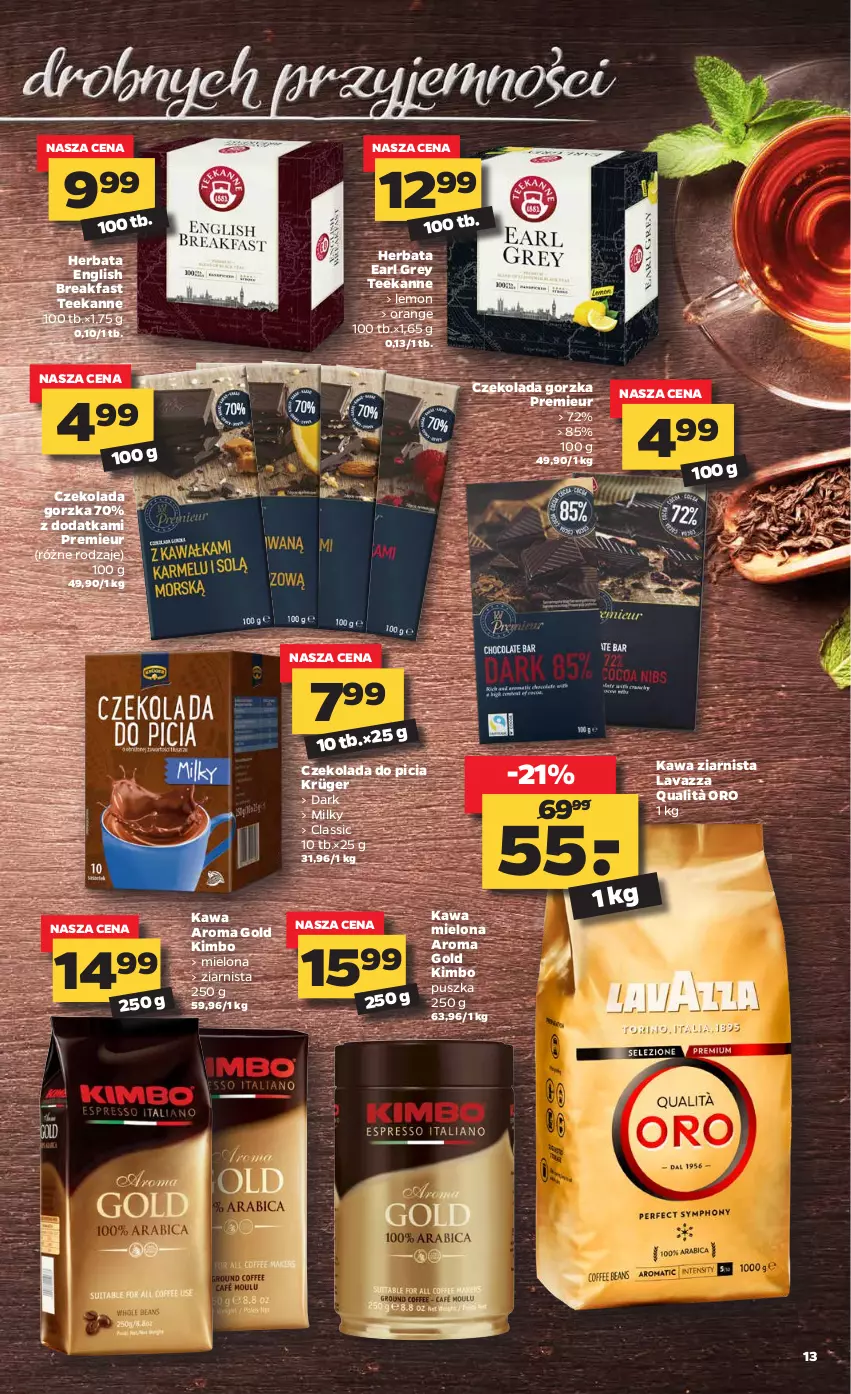 Gazetka promocyjna Netto - Oferta - ważna 25.01 do 31.01.2021 - strona 13 - produkty: Czekolada, Czekolada gorzka, Earl Grey, Fa, Herbata, Kawa, Kawa mielona, Kawa ziarnista, Lavazza, Teekanne