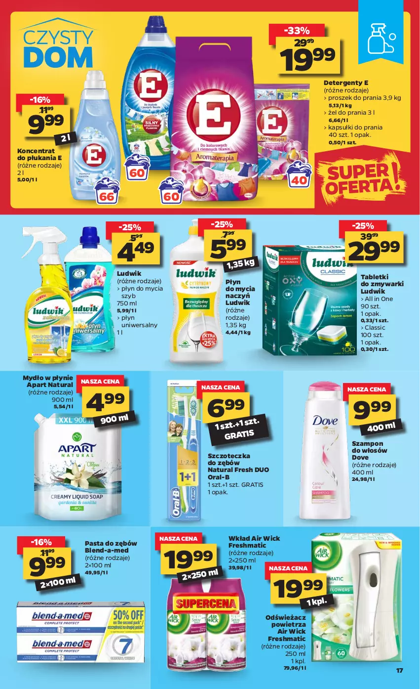 Gazetka promocyjna Netto - Oferta - ważna 25.01 do 31.01.2021 - strona 17 - produkty: Air Wick, Blend-a-Med, Do mycia naczyń, Dove, Gra, Kapsułki do prania, Ludwik, Mydło, Mydło w płynie, Odświeżacz powietrza, Pasta do zębów, Płyn do mycia, Płyn do mycia naczyń, Proszek do prania, Szampon, Szczoteczka, Szczoteczka do zębów, Tablet, Tabletki do zmywarki, Zmywarki