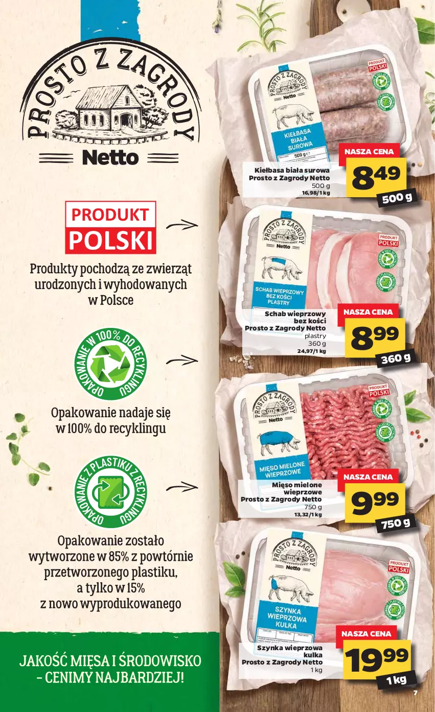 Gazetka promocyjna Netto - Oferta - ważna 25.01 do 31.01.2021 - strona 7 - produkty: Kiełbasa, Kiełbasa biała, Mięso, Mięso mielone, Schab wieprzowy, Szynka, Szynka wieprzowa