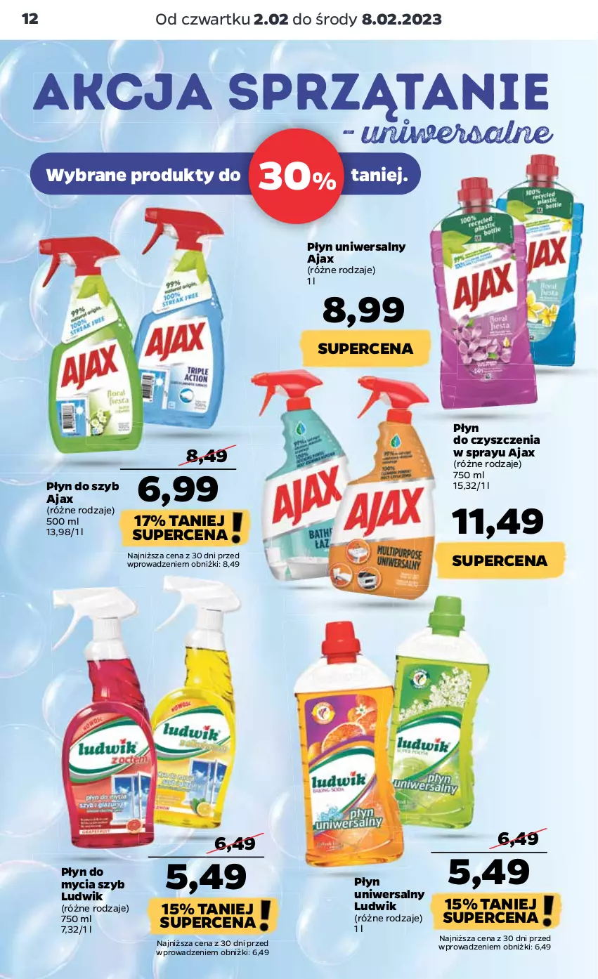 Gazetka promocyjna Netto - Artykuły spożywcze - ważna 02.02 do 08.02.2023 - strona 12 - produkty: Ajax, Ludwik, Płyn do mycia, Płyn do szyb, Sprzątanie